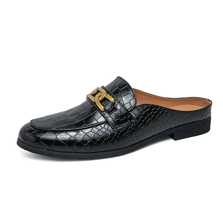 lusso M Original - Crocodile Pattern Leather Mules backless loafers/Slippers for Men