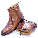 Divo - Men's Genuine Leather Crocodile Print Zip Buckle Ankle Boots - Ashour Shoes