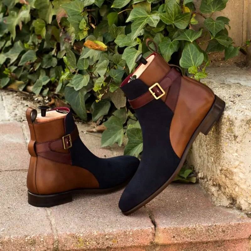 Wibo - Fashion suede leather boots for men with buckle/belt detail - Ashour Shoes