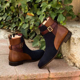 Wibo - Fashion suede leather boots for men with buckle/belt detail - Ashour Shoes