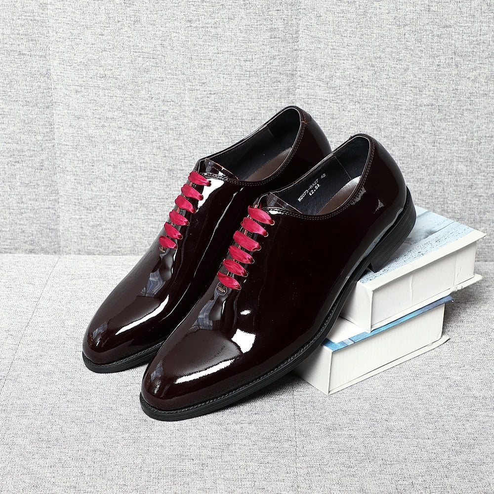 Rosso S - Glossy Red bottom burgundy leather oxford dress shoes