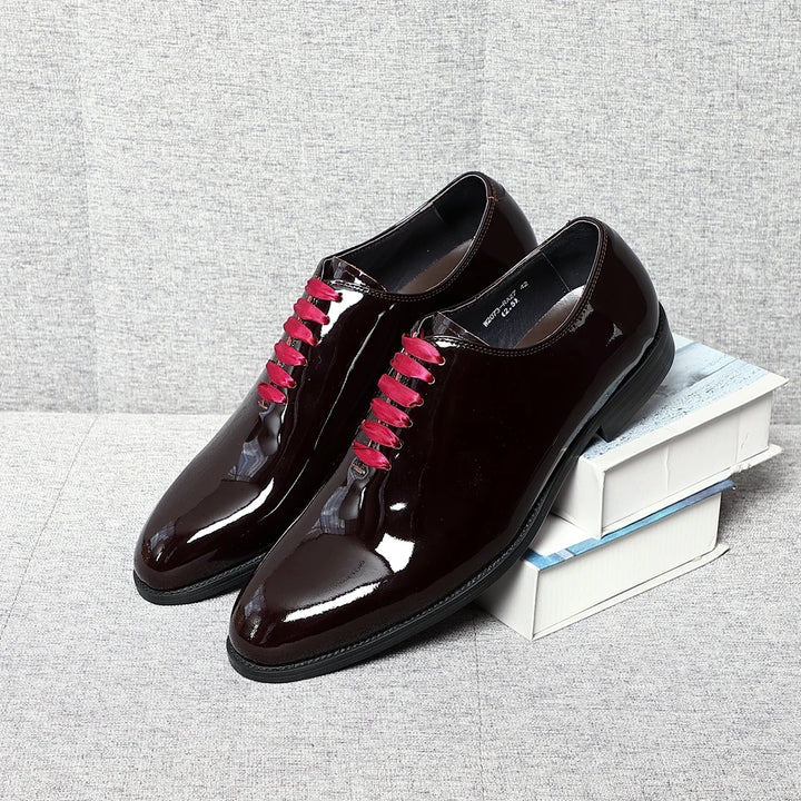 Rosso S - Glossy Red bottom burgundy leather oxford dress shoes - Ashour Shoes