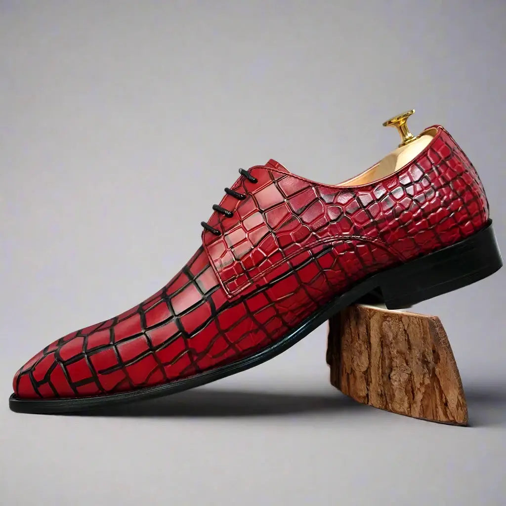 The Ragno - Alligator print elegant leather derby dress shoes - Ashour Shoes