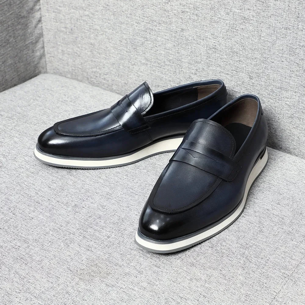 Grylo - Leather penny loafers sneakers sole for men - Ashour Shoes