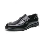 Stilista - Men's Elegant Split Leather Loafers with Metal Bar Detail - Ashour Shoes
