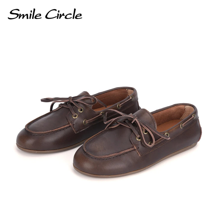 Lerana - Genuine Leather Boat Shoes for Women. Classic Moccasin for Everyday Comfort
