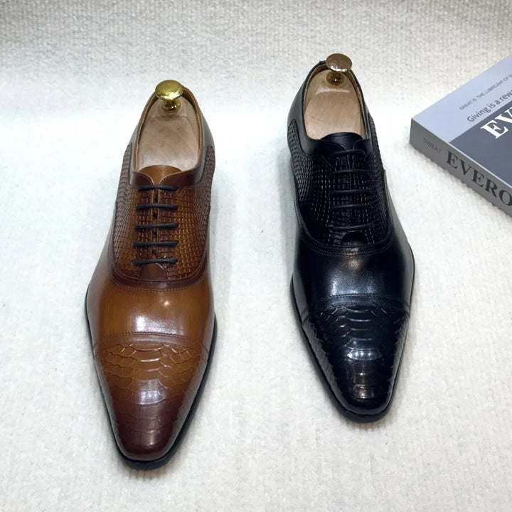 Lirona - Men-s leather oxford dress shoes in brown or black