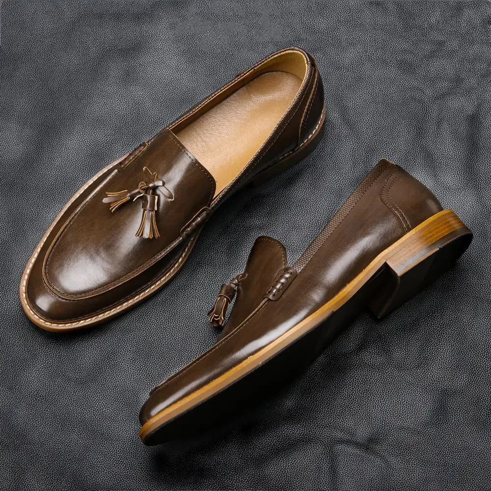 Tanya - Classic tassel leather loafers for men - Ashour Shoes