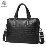 Recondia - Men's Crocodile print Leather shoulder bag – Elegant 14-Inch Laptop cross body Bag - Ashour Shoes