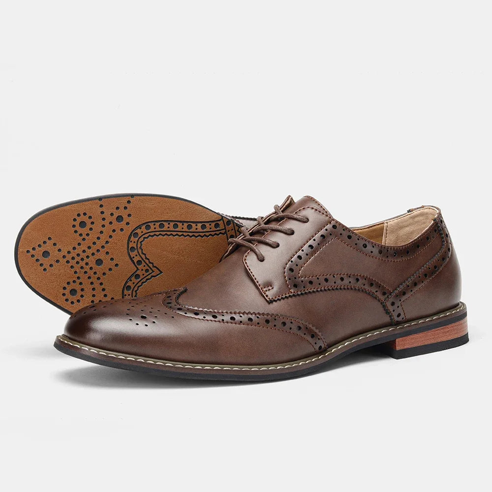 Maestro - Men's Classic Wingtip Brogue Dress Shoes - Ashour Shoes