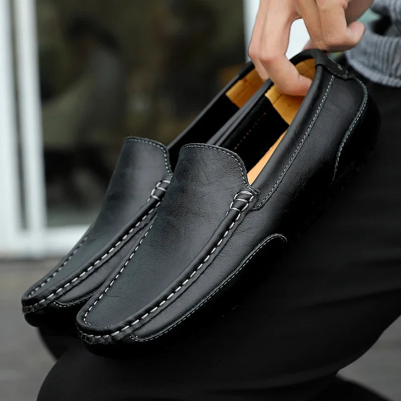 Stile - Men's Breathable Genuine Leather Driving Loafers - Ashour Shoes