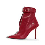 POX5 - Red bottom Stiletto shoes for women with a buckle and a zipper closure - Ashour Shoes