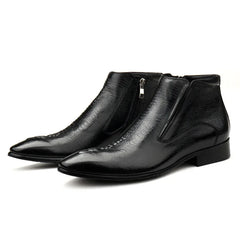 il corso boots - Leather dress boots for men with a zipper - Ashour Shoes