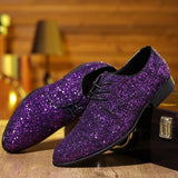 Scintillante - Men's Dazzling Gold Sequin Oxford Dress Shoes - Ashour Shoes