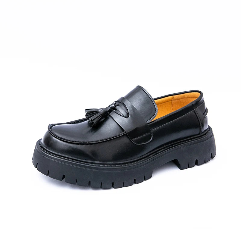 Stile - Men's Polished Leather Chunky Tassel Loafers - Ashour Shoes