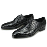 Ravion – Men’s Crocodile-Embossed Leather Derby DRESS Shoes - Ashour Shoes
