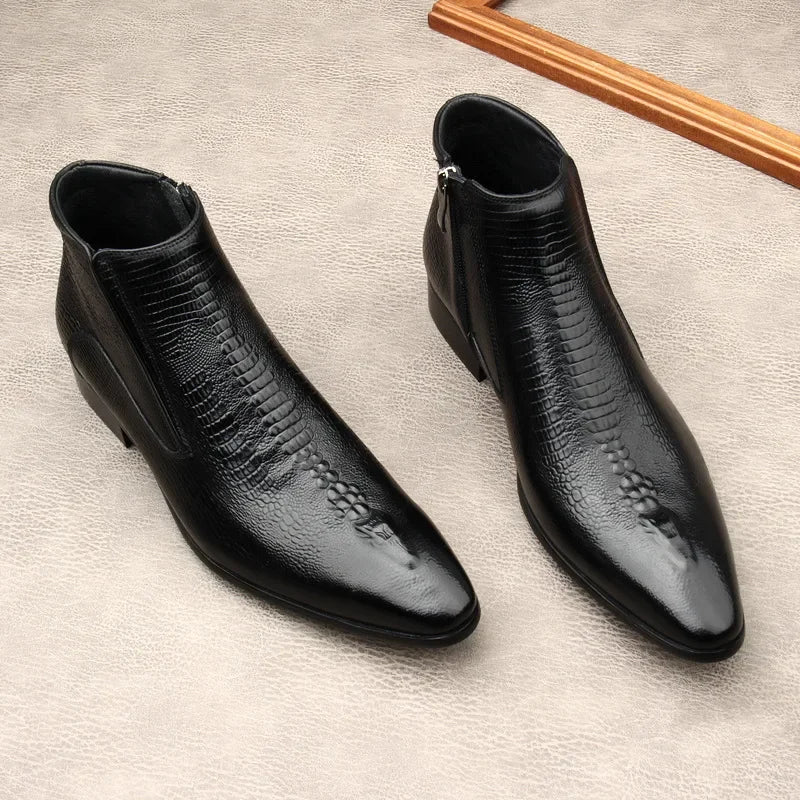 il corso boots - Leather dress boots for men with a zipper - Ashour Shoes
