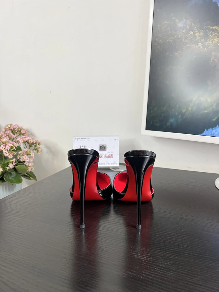 POX3 - Red Bottom High Heels in Patent Leather Pointed Toe Stiletto Pumps for Women - Ashour Shoes