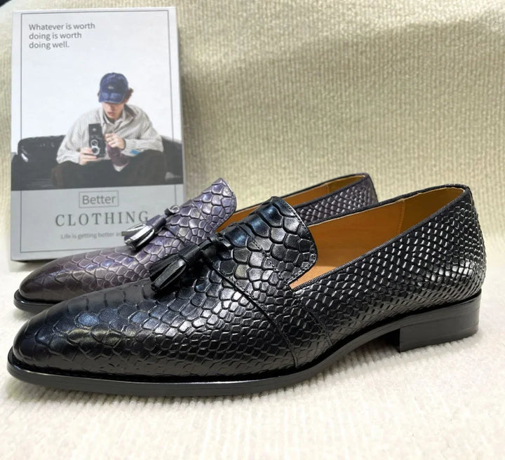 Virello2 – Men’s leather Snake/Python Print Slip-On loafers shoes
