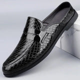 Lucido - Men's Patent Croc-Effect Slip-on Mule Loafers - Ashour Shoes