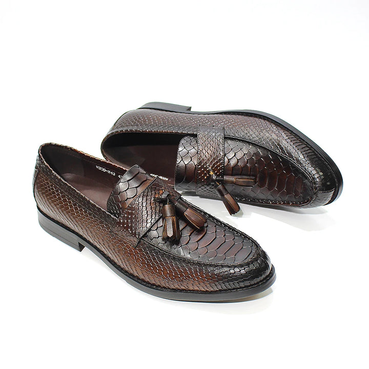 Alino - Alligator print tassel leather loafers for men