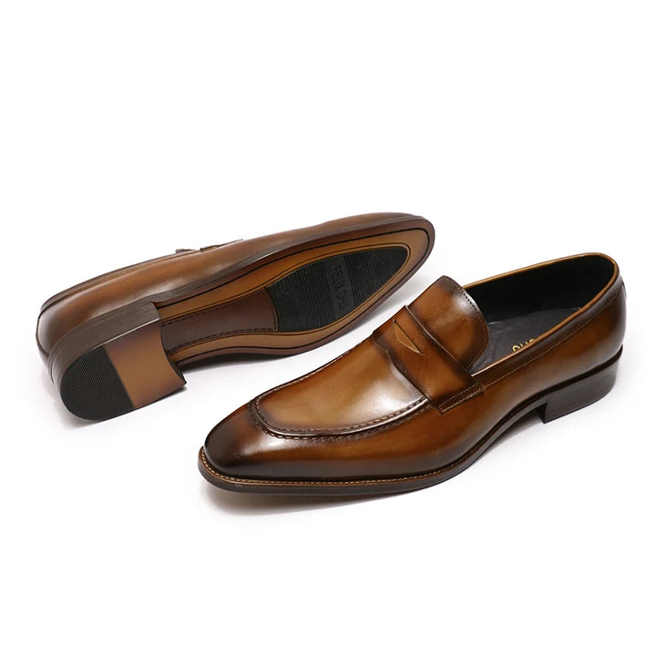 Romi2 - Stylish Leather penny loafers for men. Big sizes (US 15)