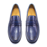 Sfarzo - Luxury Men's Leather Penny Loafers (Blue or Black) - Ashour Shoes