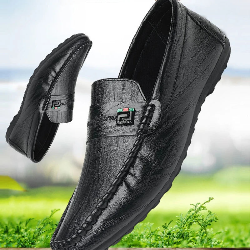 Stile - Men's Casual White PU Leather Slip-On Loafers - Ashour Shoes