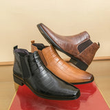 Lucente - Men's Elegant Croc-Embossed Chelsea Boots - Ashour Shoes