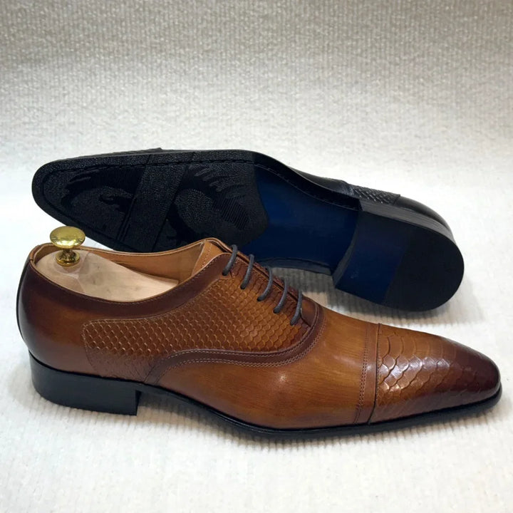 Lirona - Men-s leather oxford dress shoes in brown or black