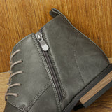 Averon – Men’s Vegan Leather zip up Boots – Cap Toe Lace-Up Ankle Dress Boots - Ashour Shoes