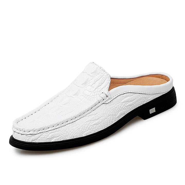 Neravo – Men’s Crocodile & Alligator pattern leather Mules. Backless Slip-On