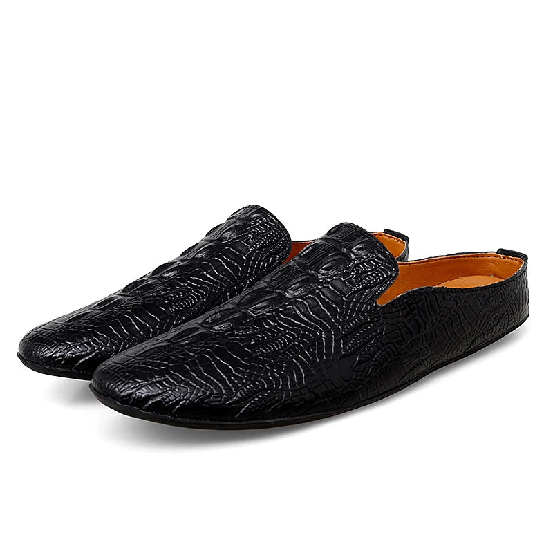 Eleganza - Men's Blue Crocodile Embossed Leather Loafers - Ashour Shoes