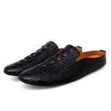 Eleganza - Men's Blue Crocodile Embossed Leather Loafers - Ashour Shoes