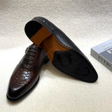 Distinto - Men's Fashionable Snake-Embossed Leather Buckled Derby Shoes - Ashour Shoes