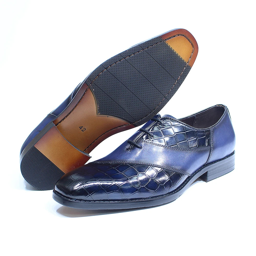 il gestore 3 - Two tone unique black and blue oxford shoes for men