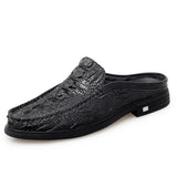 Neravo – Men’s Crocodile & Alligator pattern leather Mules. Backless Slip-On - Ashour Shoes