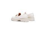 Bianca - Women's White Chunky Platform Loafers with Gold Hardware - Ashour Shoes