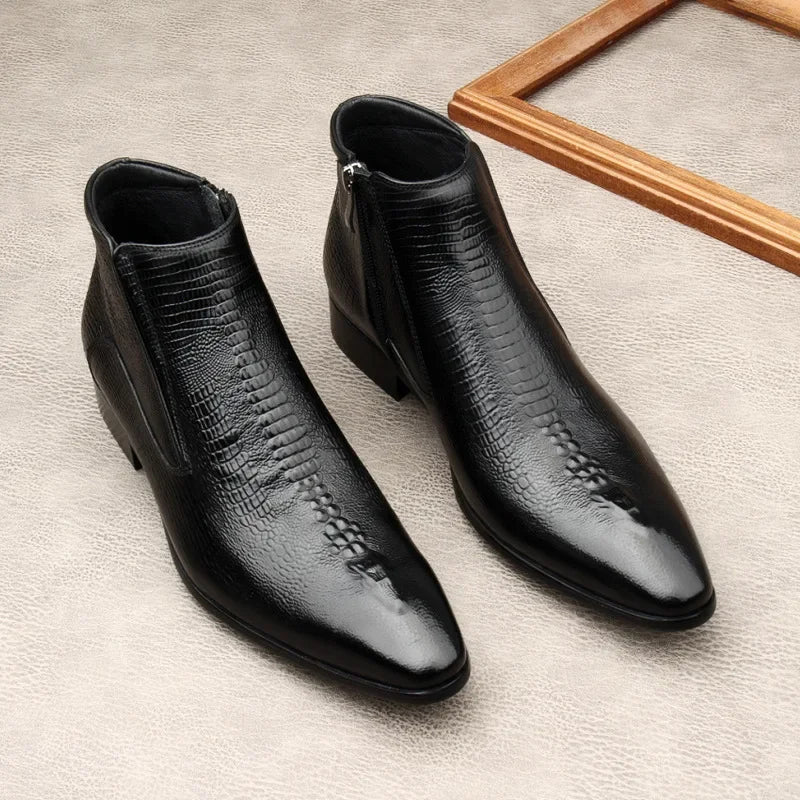 il corso boots - Leather dress boots for men with a zipper - Ashour Shoes