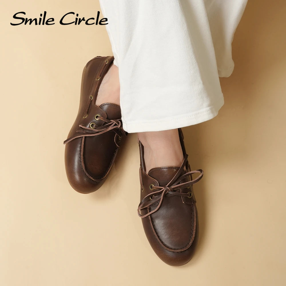 Lerana - Genuine Leather Boat Shoes for Women. Classic Moccasin for Everyday Comfort