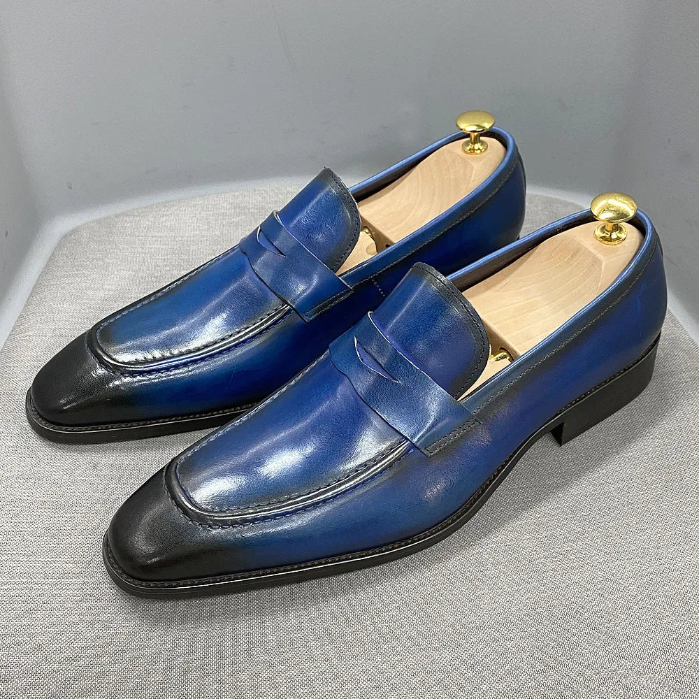 Romi2 - Stylish Leather penny loafers for men. Big sizes (US 15)