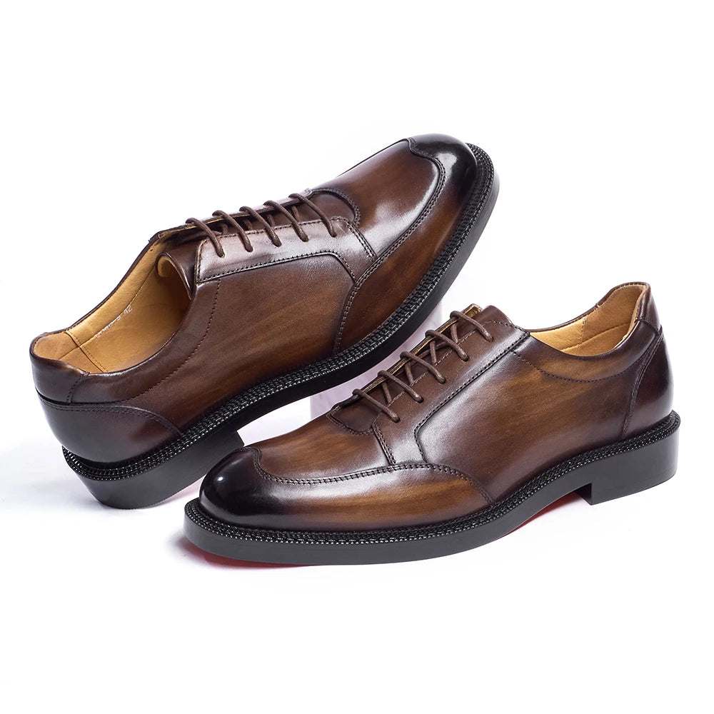 Maestro - Men's Elegant Burnished Leather Derby Dress Shoes - Ashour Shoes