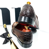 The cenu - Alligator print leather penny loafers for men - Ashour Shoes