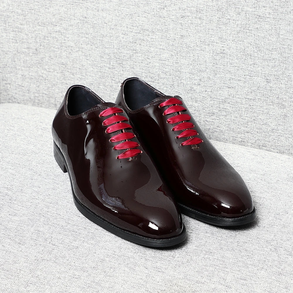 Rosso S - Glossy Red bottom burgundy leather oxford dress shoes - Ashour Shoes