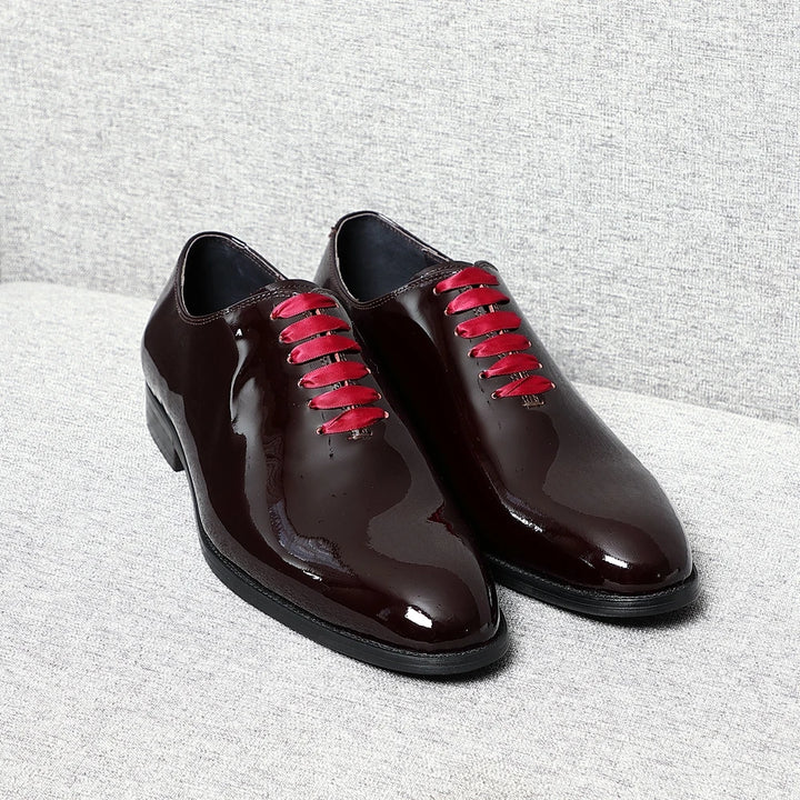 Rosso S - Glossy Red bottom burgundy leather oxford dress shoes