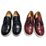 The Vulcanize 3 - Crocodile Pattern Leather Tassel Loafers with a sneaker outsole for men - Ashour Shoes