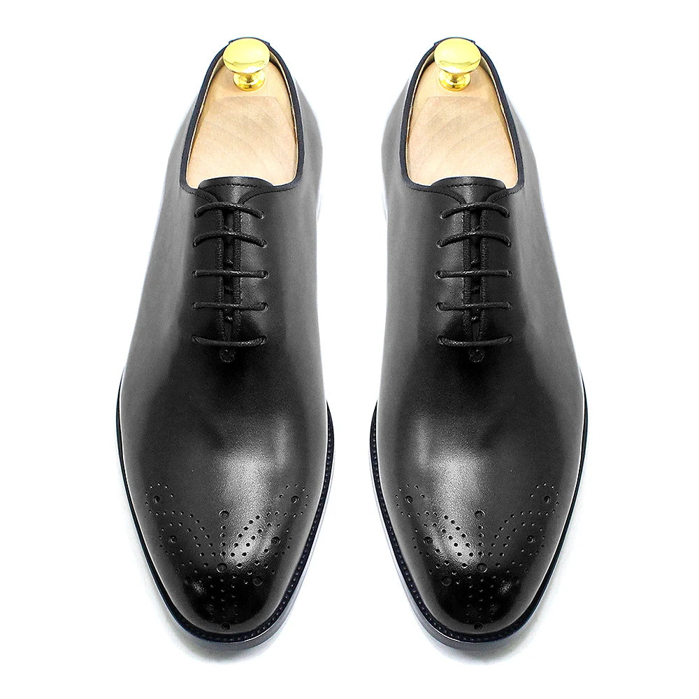 Maestro - Men's Premium Leather Brogue Cap Toe Oxford Dress Shoes - Ashour Shoes