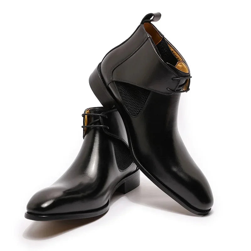 Stile - Men's Elegant Leather Ankle Boots for Business & Wedding - Ashour Shoes