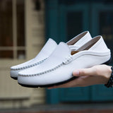 Comodo - Men's Dark Blue Leather Driving Loafers - Ashour Shoes