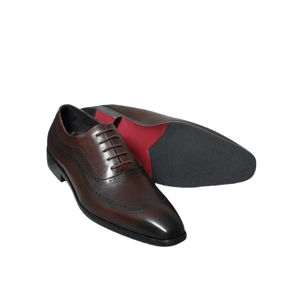 Rosso C2 - Red bottom Genuine leather brogue oxford shoes for men - Ashour Shoes
